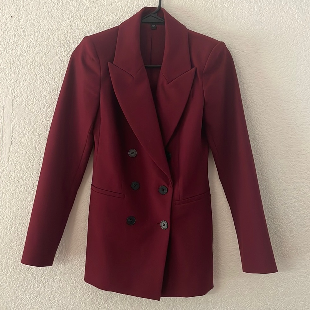 EXPRESS TAILORED LONG BLAZER MAROON WOMEN SIZE SX